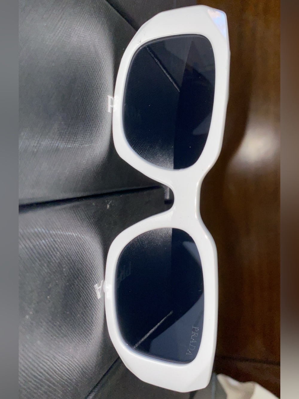Prada White Frame Sunglasses with Black Lenses